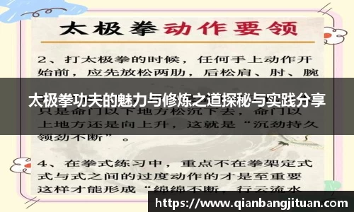 太极拳功夫的魅力与修炼之道探秘与实践分享